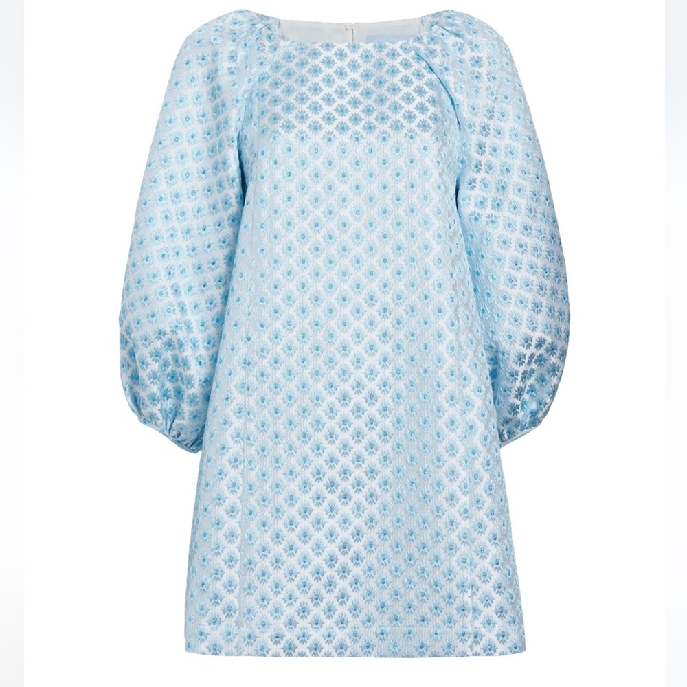 Hill House araminta Dress Snowflake Brocade blue holiday glittery festive mini